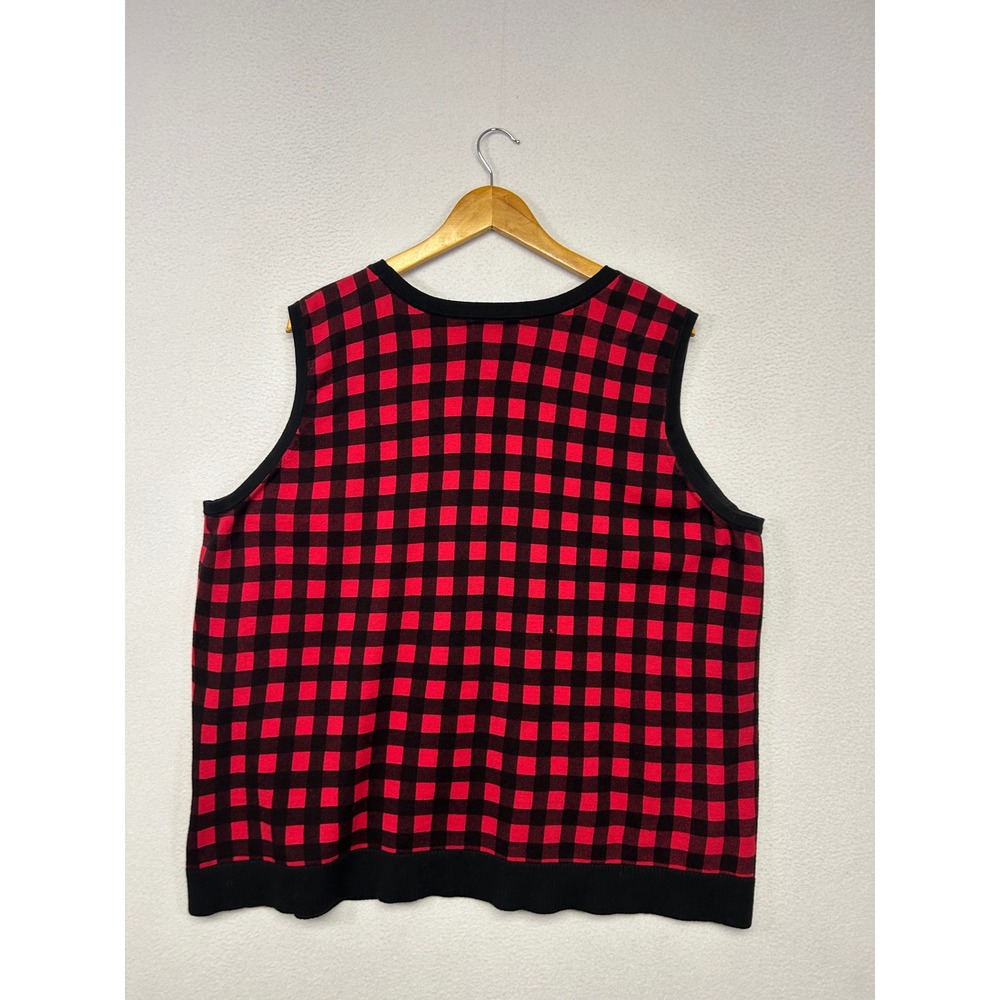 Buffalo Plaid CJ Banks Womens 3X Red Knit Sweater Vest Preppy Cabin Country - Picture 2 of 9